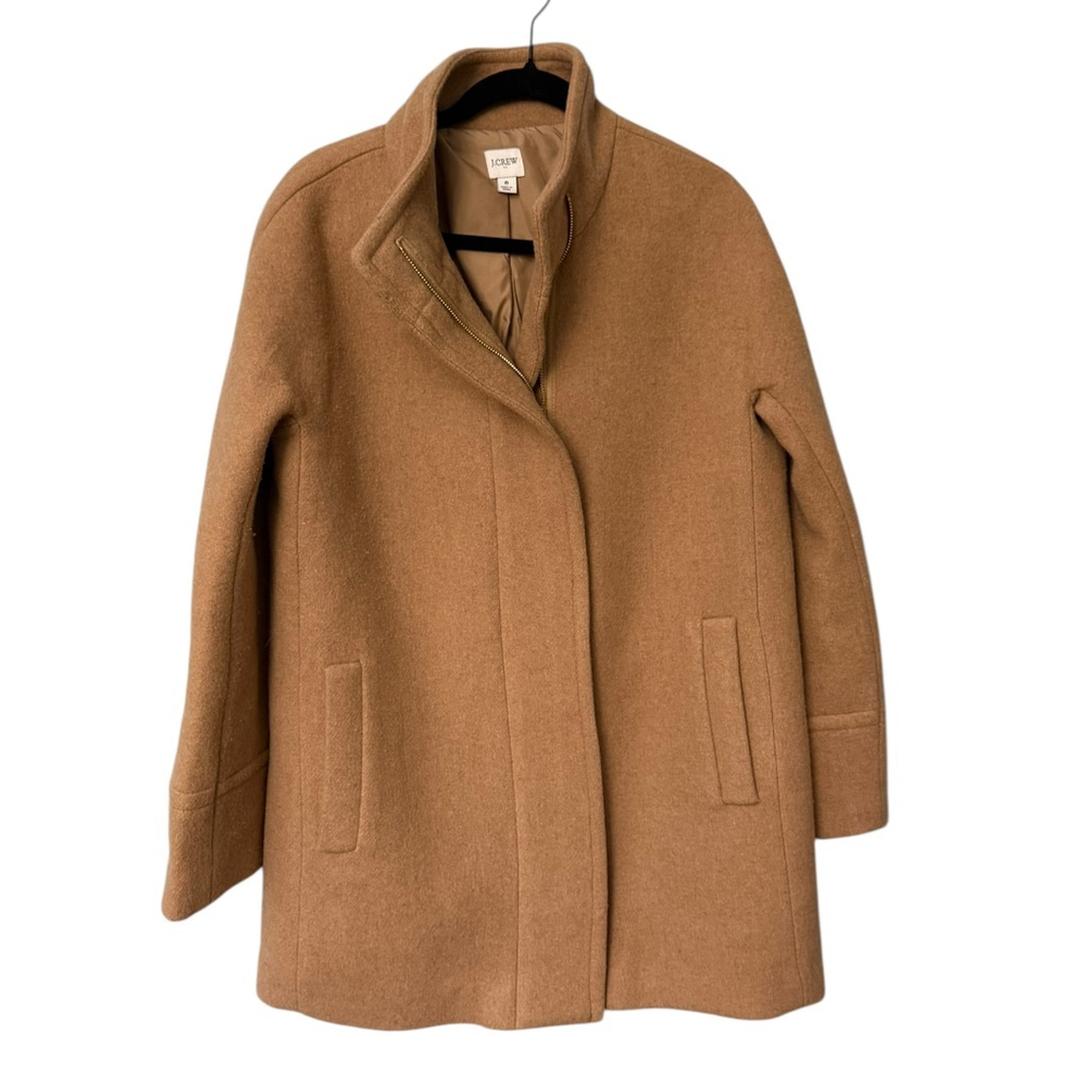 J.Crew Stadium-Cloth Cocoon Coat Brown Wool Blend Jacket Size 8 Classic Winter